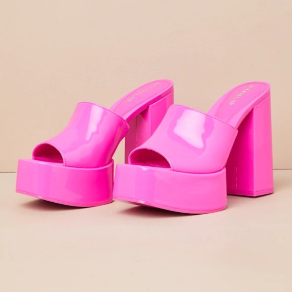 🆕️ Ravina Ultra Pink Soft Patent Platform Sandals 💗 - Picture 2 of 4